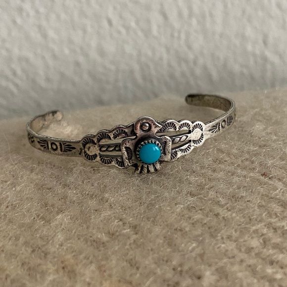 Sterling silver with turquoise thunderbird cuff